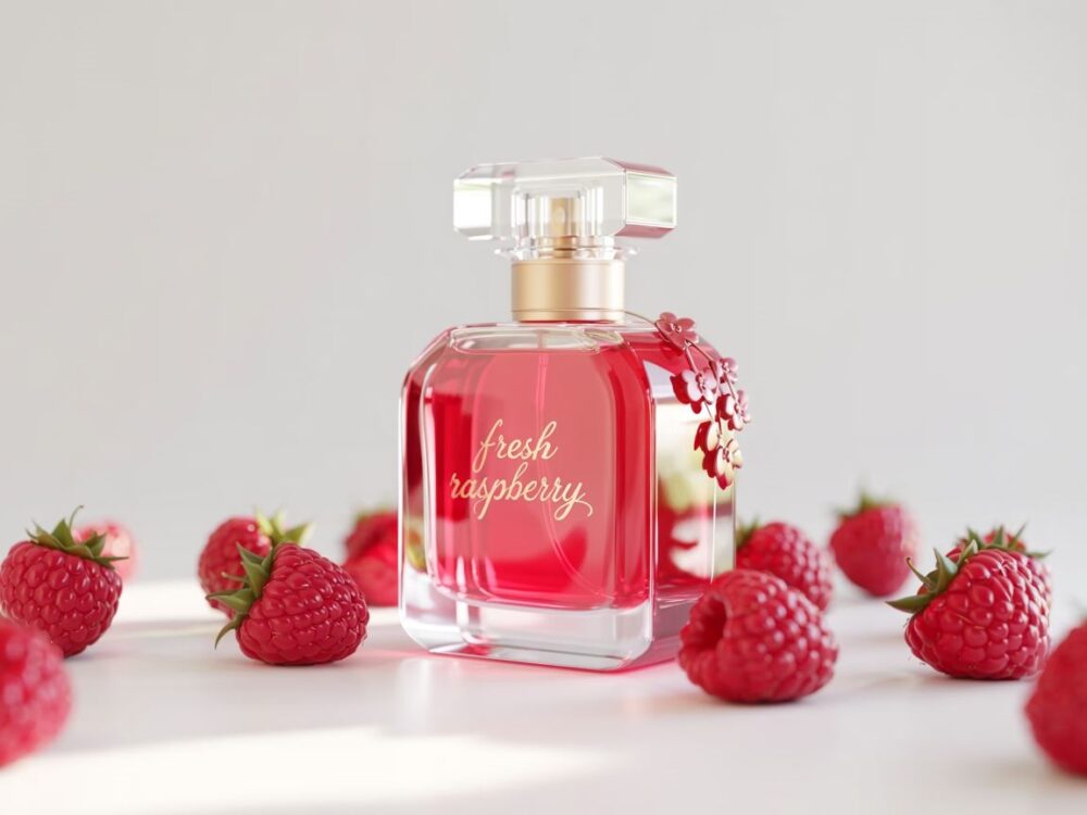 Butelka perfum z malinami