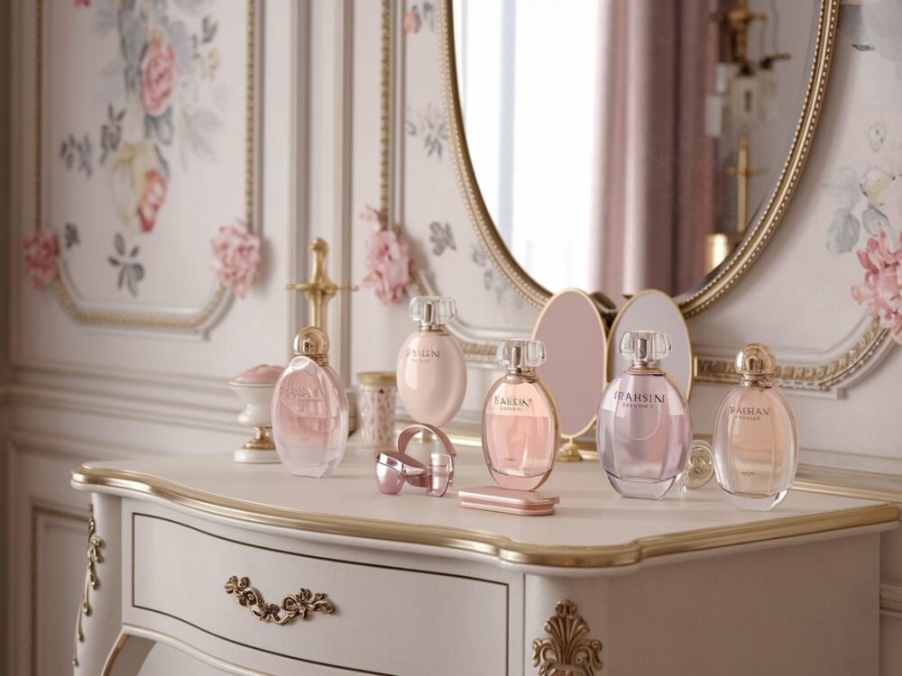 Perfumy paryskie na toaletce