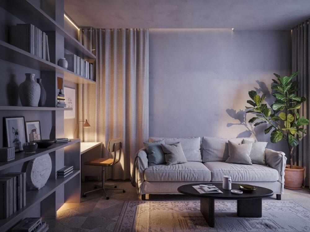 aranżacja dwóch stref w pokoju