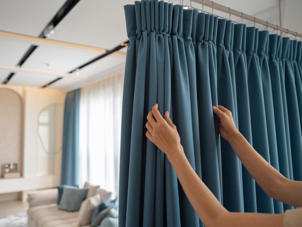 aranżacja okna z zasłonami