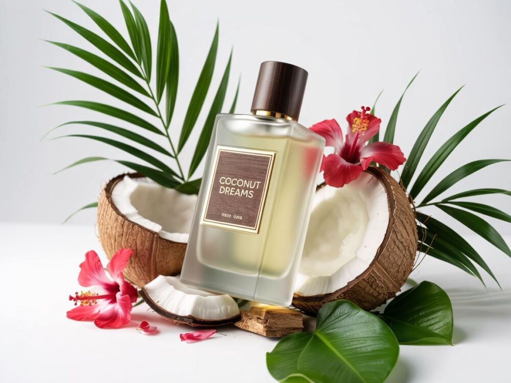 butelka perfum z kokosem