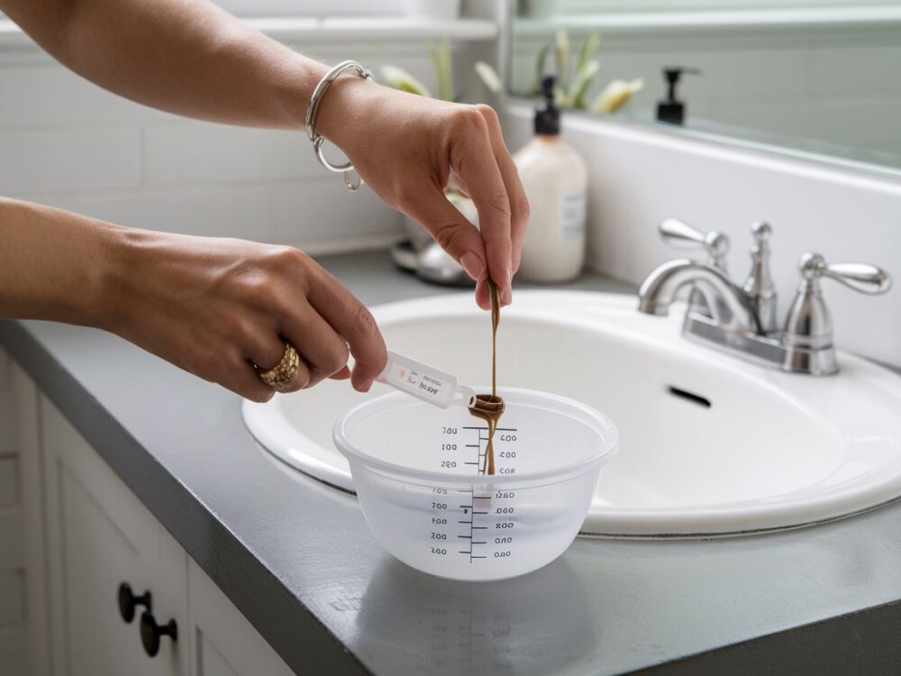 farba do włosów w plastikowej miseczce