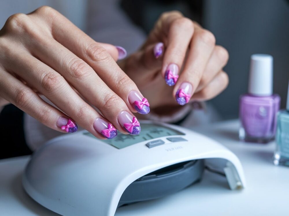 manicure w trakcie schnięcia