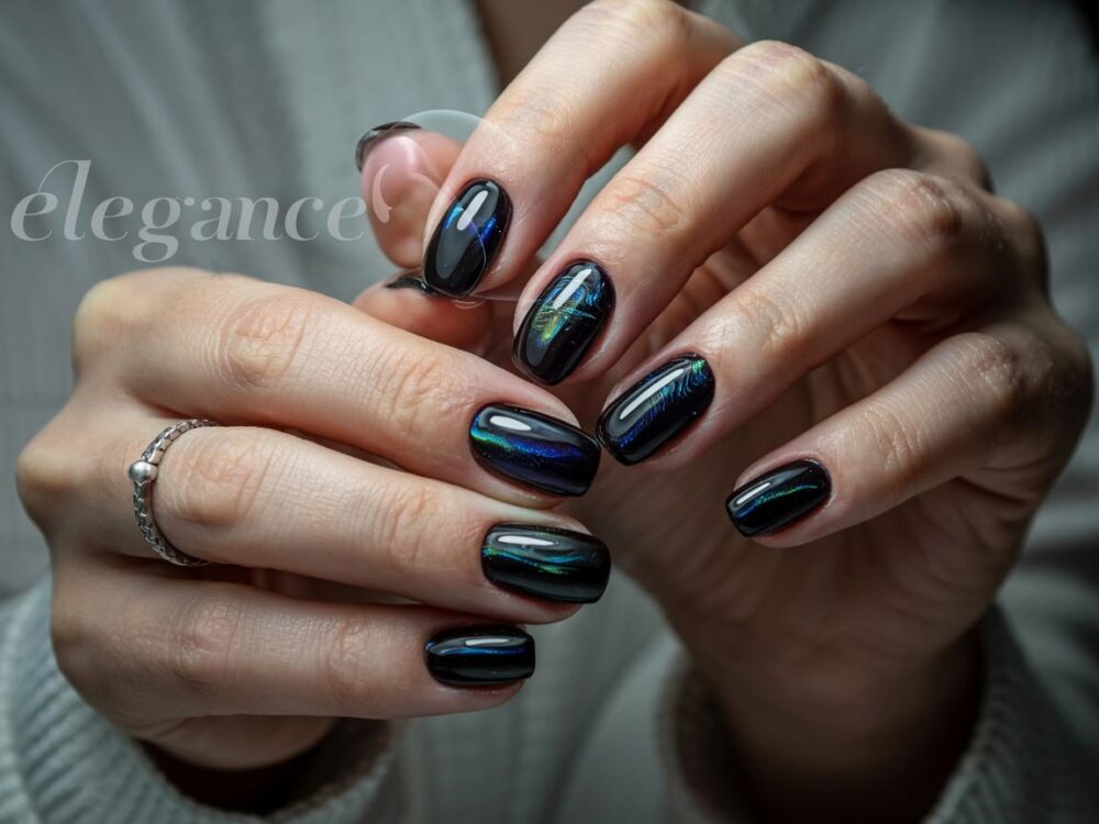 manicure z efektem cat eye