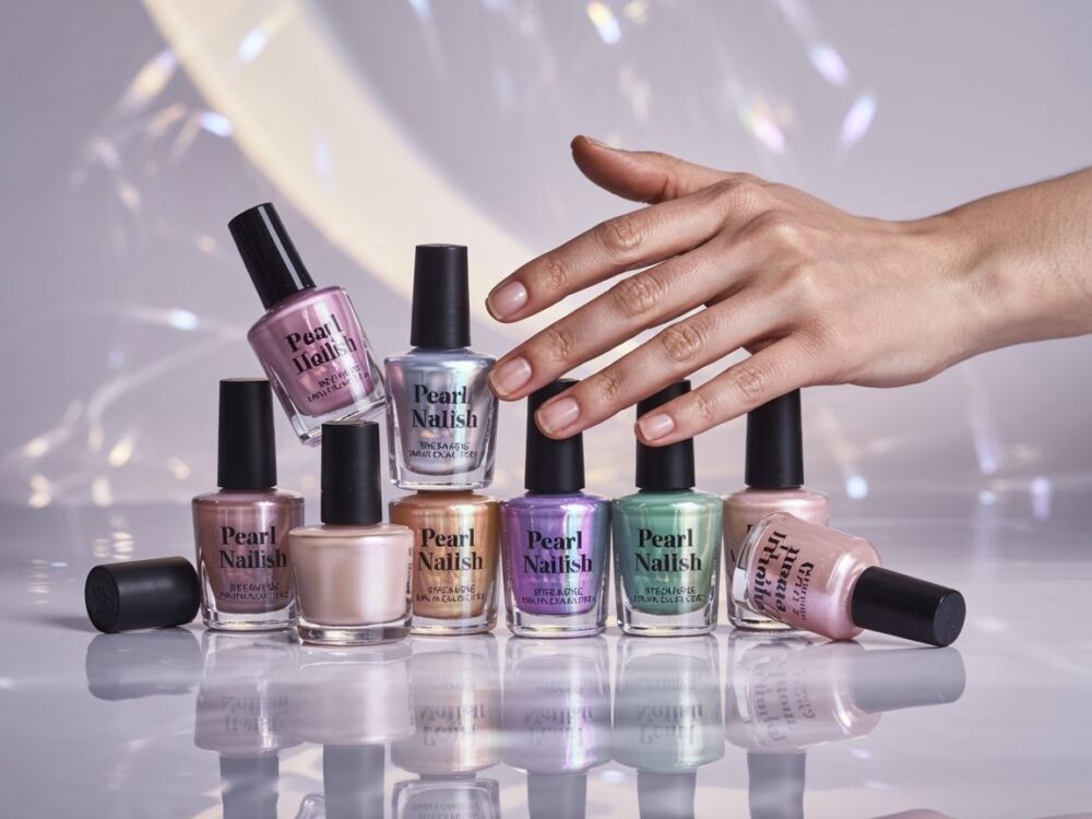 manicure z efektem perły