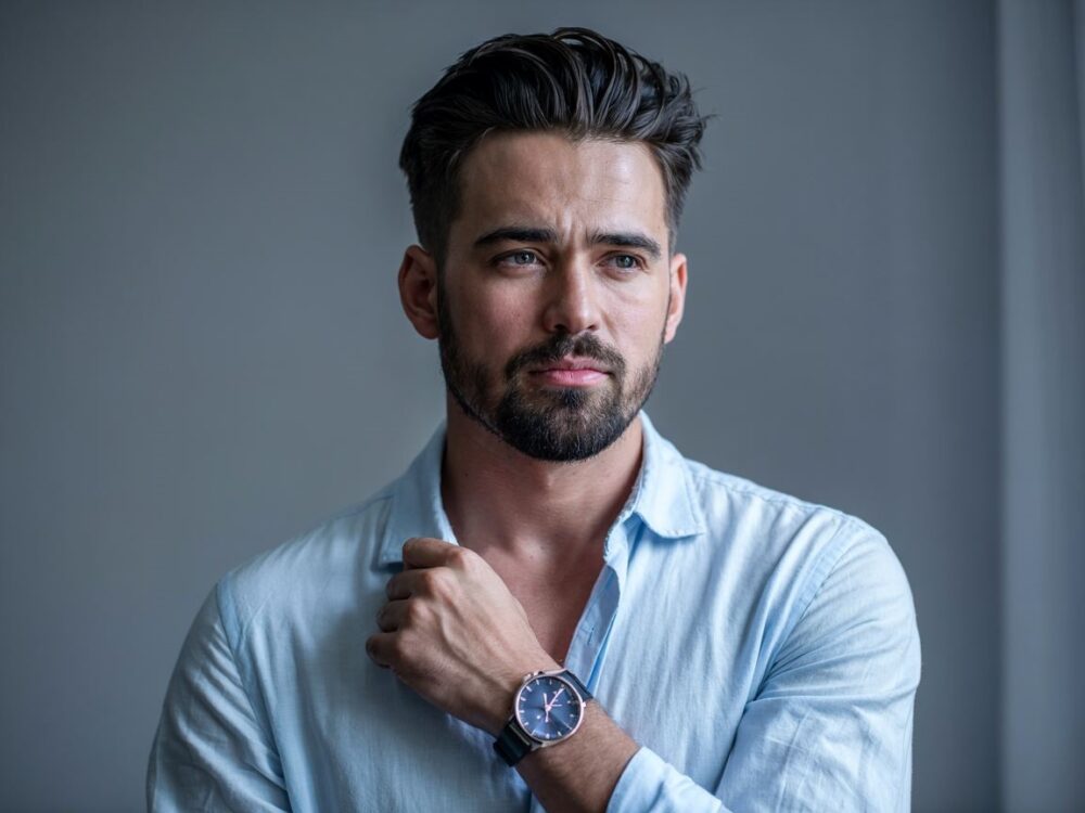 męska fryzura do owalnej twarzy