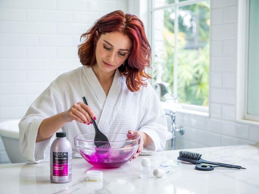 mieszanie farby z rozjaśniaczem