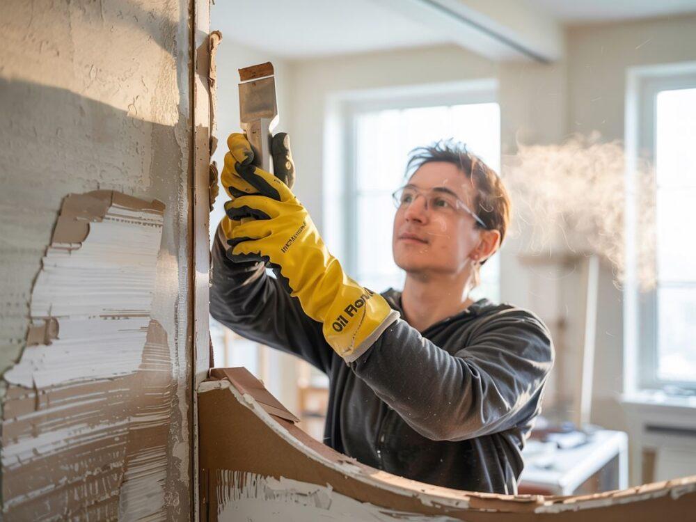 ściana z resztkami farby